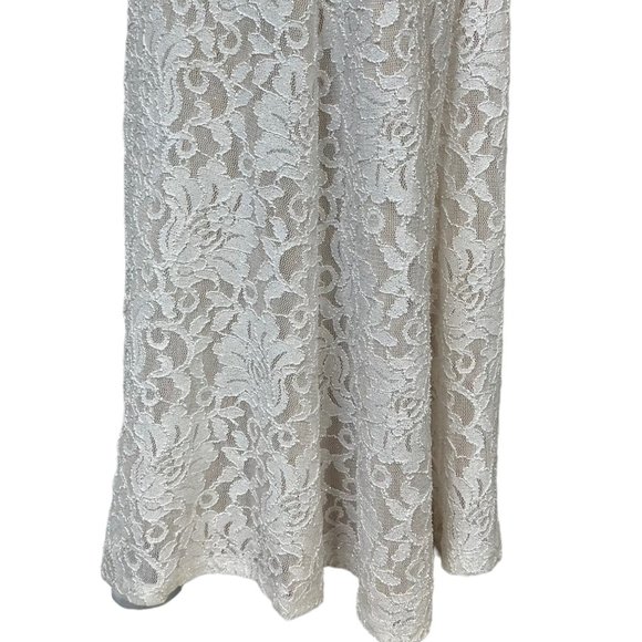 Sequin Hearts SZ XS Off White Two Piece Glitter Lace Gown Dress Lined Embroidery - Picture 10 of 16